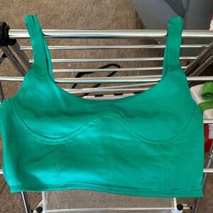 Zara Vibrant teal green satin cropped Top size medium